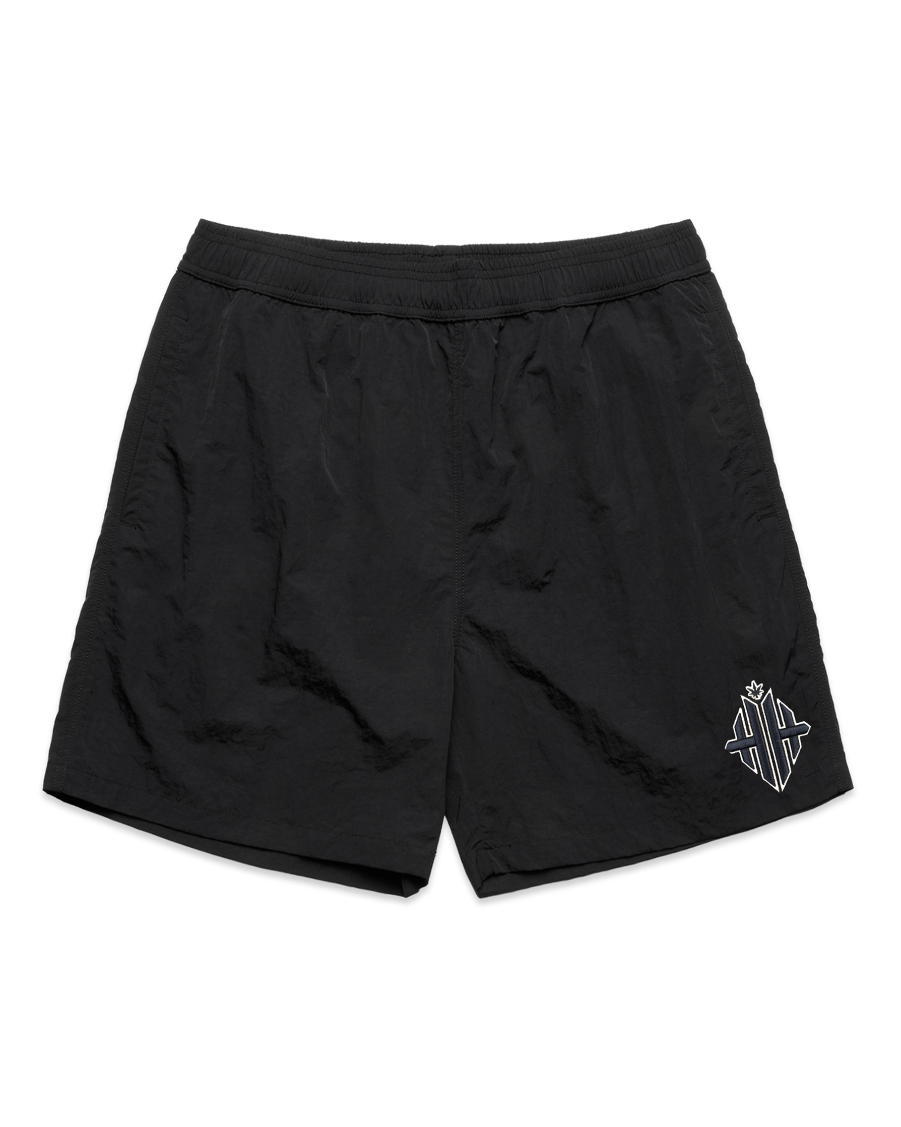 Herbman Hustlin Monochrome Embroidered Swim Shorts - Black/White