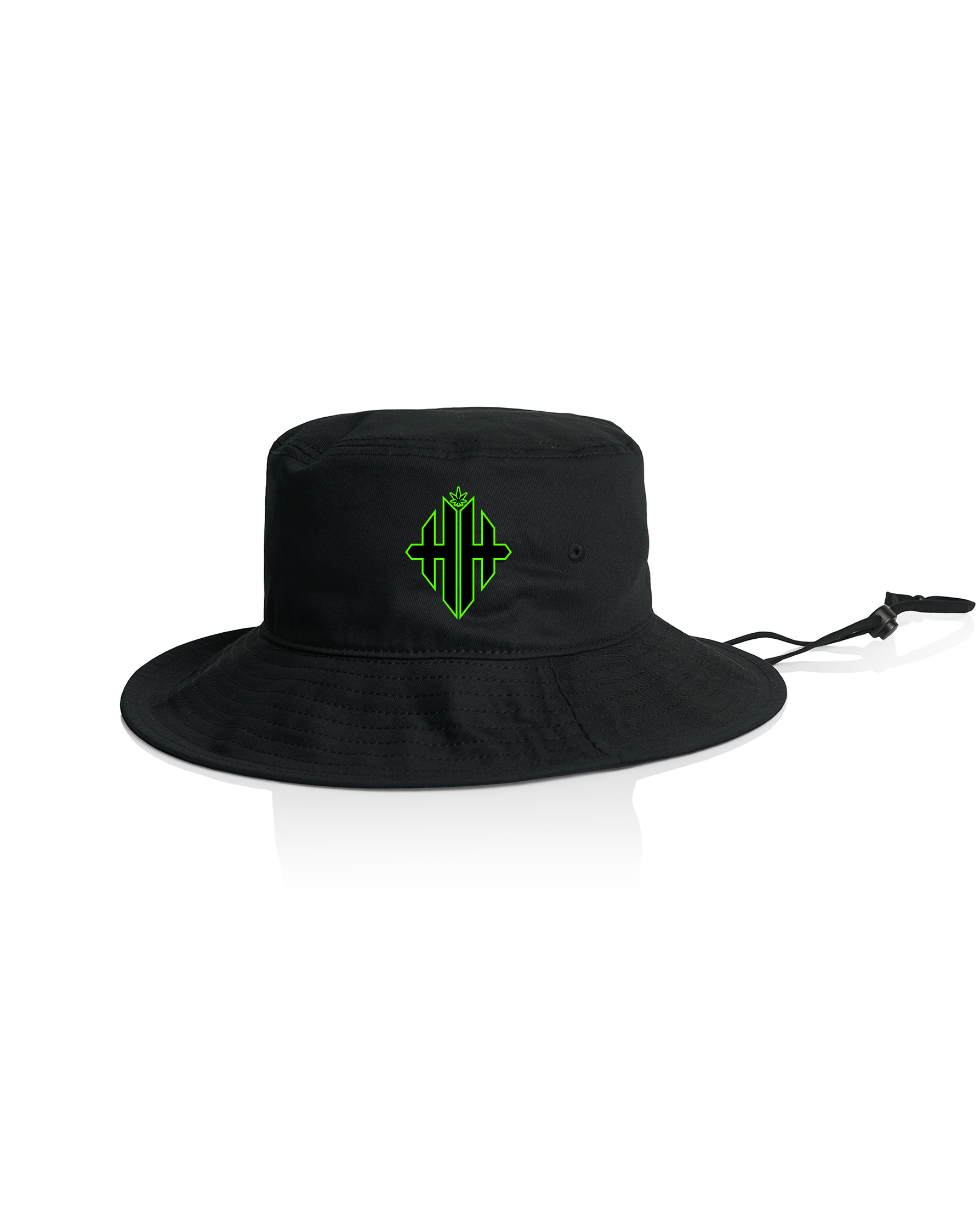 HH Monogram Bucket Hat - Black/Neon Green